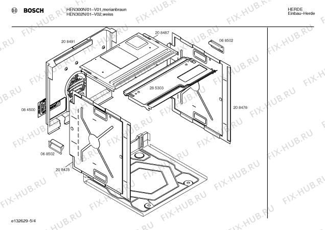 Взрыв-схема плиты (духовки) Bosch HEN302N - Схема узла 04