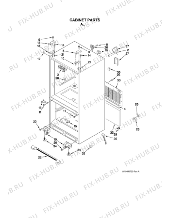 Схема №3 G25EFSB23S9 с изображением Уплотнитель (прокладка) для холодильной камеры Whirlpool 482000007589