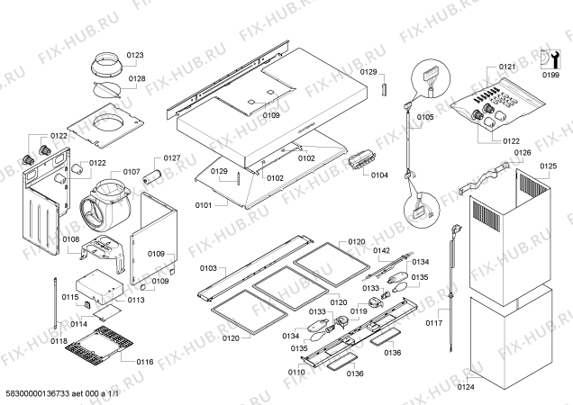 Схема №1 DWB073651 с изображением Кабель для вытяжки Bosch 00646635