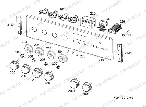 Взрыв-схема плиты (духовки) Electrolux EKK96450CW - Схема узла Command panel 037