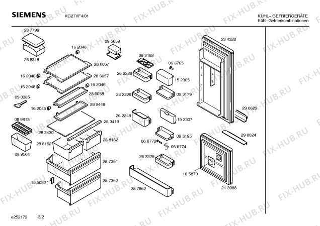 Схема №3 KG27VF4 с изображением Панель для холодильной камеры Siemens 00299354