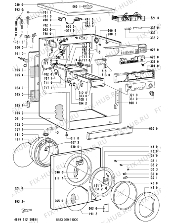 Схема №1 WA 8788 NORDIC с изображением Вноска для стиралки Whirlpool 481245210093