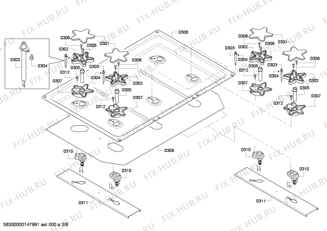 Схема №4 PRD366GHU с изображением Плата для плиты (духовки) Bosch 00685388
