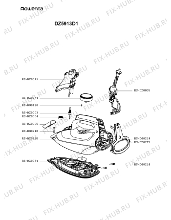 Схема №1 DZ5914G1 с изображением Рукоятка для электропарогенератора Rowenta RS-DZ0294