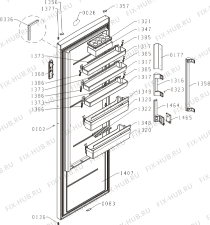 Схема №1 R6612S (561521, HS3869EF) с изображением Дверь для холодильника Gorenje 562892