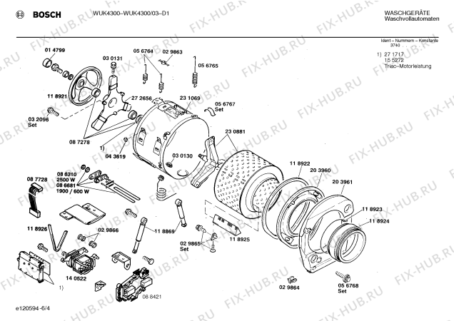 Схема №6 WUK4300 с изображением Панель управления для стиралки Bosch 00272625