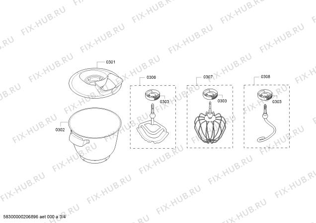Взрыв-схема кухонного комбайна Bosch MUMPC54S12 OptiMUM - Схема узла 03