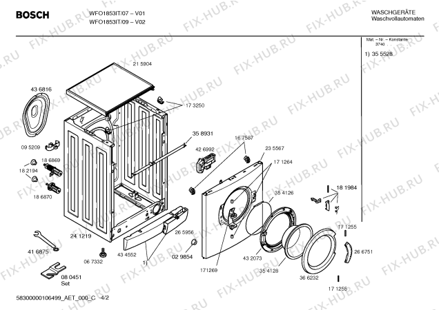 Схема №2 WFO1853IT Maxx  WFO1853 с изображением Инструкция по эксплуатации для стиральной машины Bosch 00594374