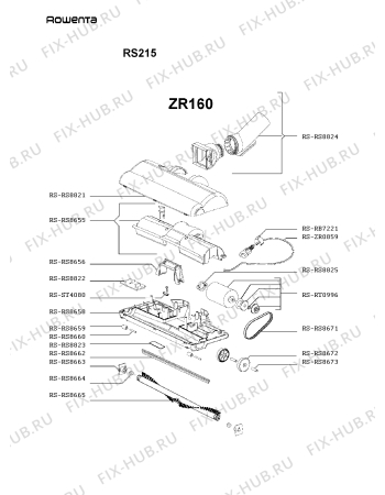 Взрыв-схема пылесоса Rowenta RS215 - Схема узла RS215___.__2