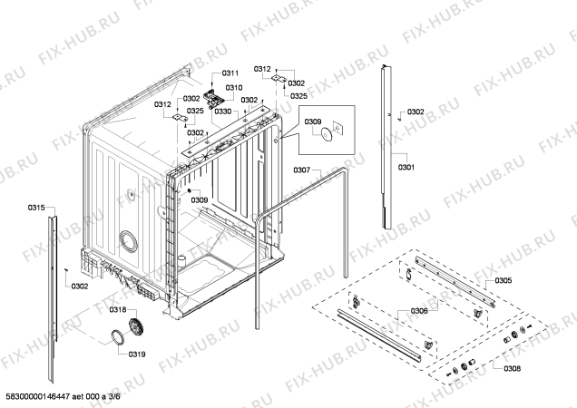 Схема №2 SHX5AL02UC с изображением Внешняя дверь для посудомоечной машины Bosch 00680471