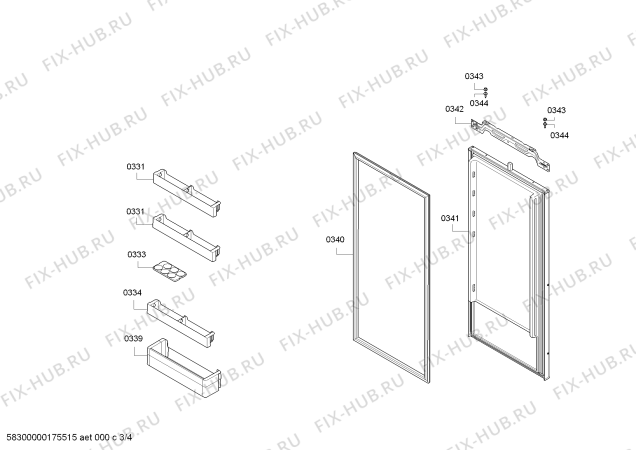 Взрыв-схема холодильника Gaggenau RT222203 - Схема узла 03