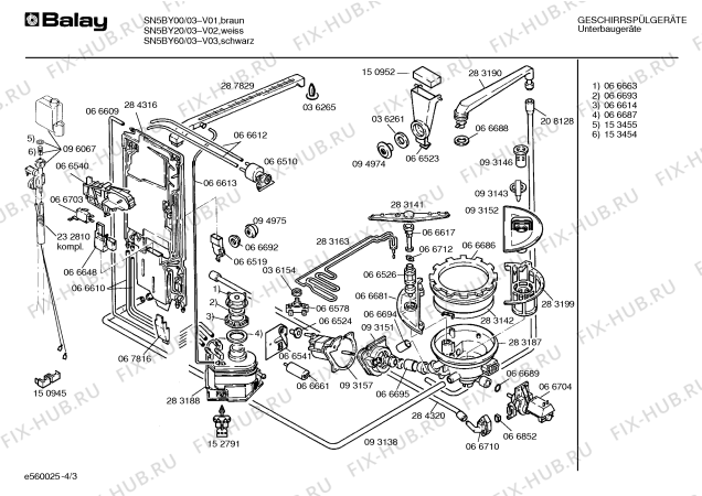 Взрыв-схема посудомоечной машины Balay SN5BY20 - Схема узла 03