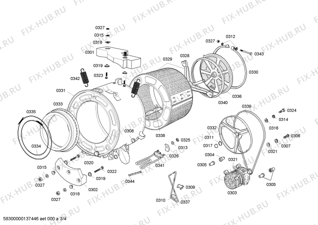 Взрыв-схема стиральной машины Bosch WFA246S43L LAVADORA ROUPAS PROF INOX 1000rpm 127V - Схема узла 03