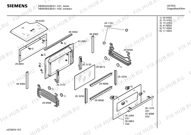 Схема №4 HB90365GB с изображением Инструкция по эксплуатации для плиты (духовки) Siemens 00528576