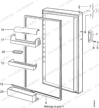 Взрыв-схема холодильника Zanussi ZFV345R - Схема узла Section 3