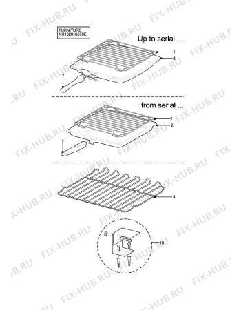Взрыв-схема плиты (духовки) Zanussi ZCM7902XN - Схема узла H10 Furniture
