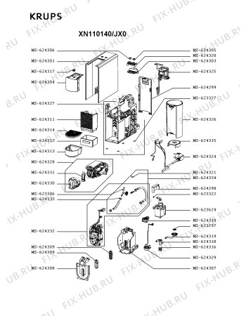 Схема №1 XN110140/FB0 с изображением Провод для кофеварки (кофемашины) Krups MS-624324