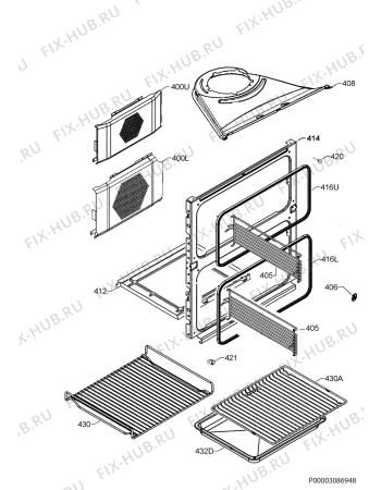 Взрыв-схема плиты (духовки) Zanussi ZOF35712XK - Схема узла Oven