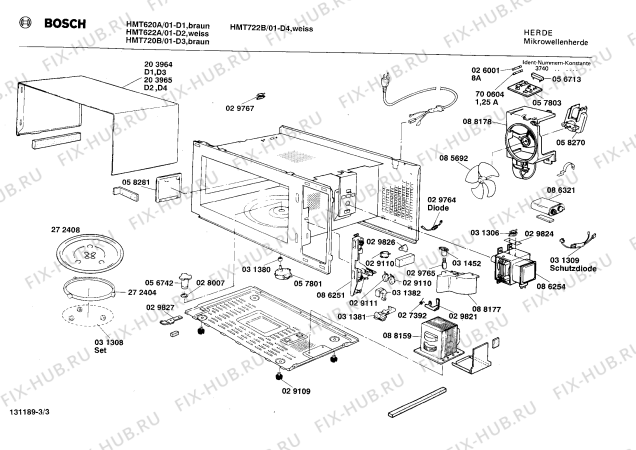 Взрыв-схема микроволновой печи Bosch HMT622A - Схема узла 03