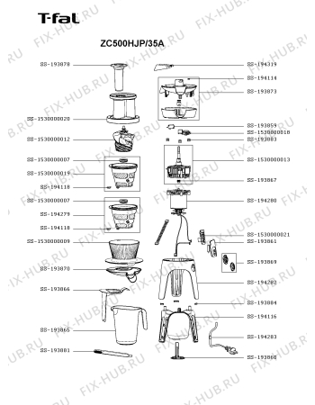 Схема №1 ZC500HJP/35A с изображением Двигатель (мотор) для соковыжималки Seb SS-194280