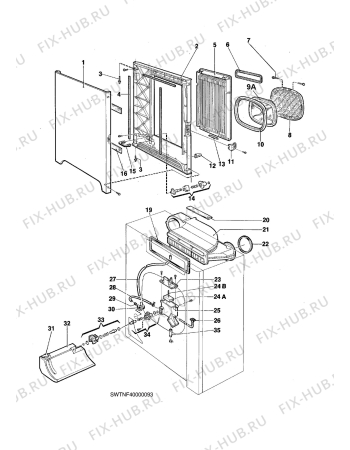 Взрыв-схема комплектующей Arthur Martin ADC3250 - Схема узла W40 Water details, TN-door F
