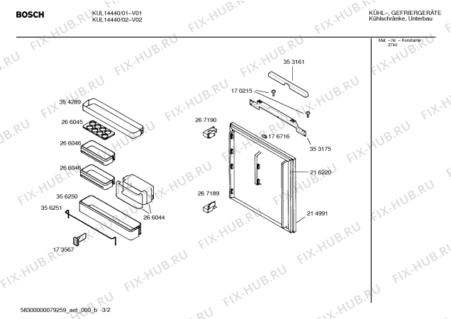 Взрыв-схема холодильника Bosch KUL14440 - Схема узла 02