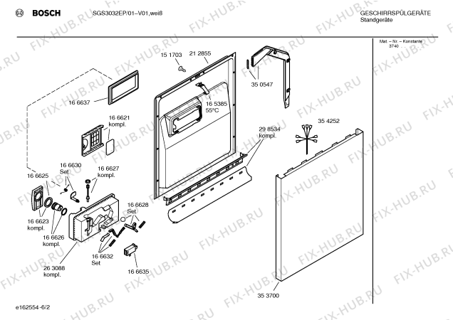 Взрыв-схема посудомоечной машины Bosch SGS3032EP - Схема узла 02