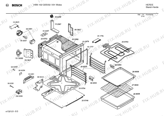 Схема №3 HSN102GSS с изображением Стеклокерамика для плиты (духовки) Bosch 00233000