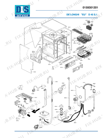 Схема №2 D 45 S.1 с изображением Ручка регулировки (кнопка) для посудомойки DELONGHI S764972623