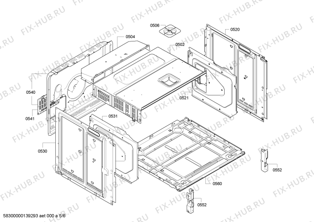 Взрыв-схема плиты (духовки) Bosch HBA73R450 - Схема узла 05