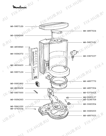 Взрыв-схема кофеварки (кофемашины) Moulinex AB7244(2) - Схема узла DP001441.3P2