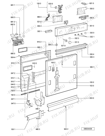 Схема №1 WP 65 NB с изображением Блок управления для посудомоечной машины Whirlpool 481221479804
