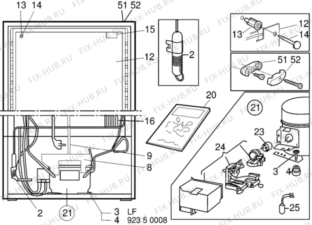 Взрыв-схема холодильника Rosenlew RJKL403 - Схема узла C10 Cold, users manual