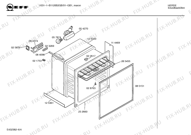 Взрыв-схема плиты (духовки) Neff B1120B2GB 10311 - Схема узла 04