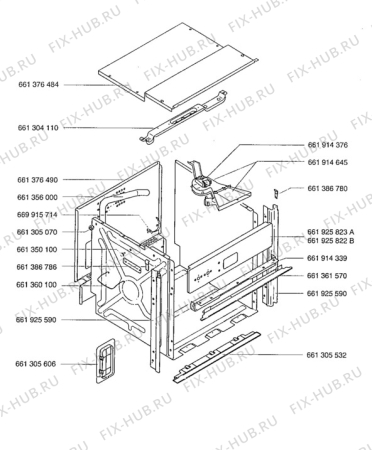 Взрыв-схема плиты (духовки) Aeg 5051B-D - Схема узла H10 Outer Frame