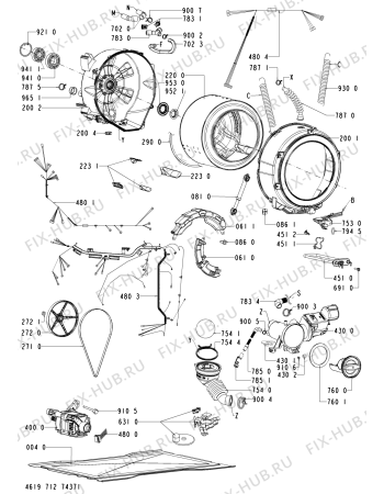Схема №1 WAB 1200 с изображением Ручка (крючок) люка для стиральной машины Whirlpool 480111103064
