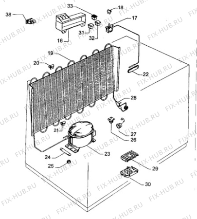 Взрыв-схема холодильника Zanussi ZAC97 - Схема узла Cooling system 017
