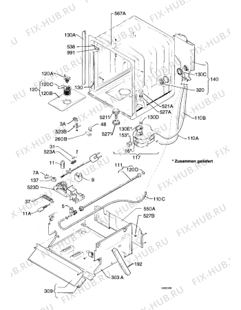 Схема №1 FAV5560I-M с изображением Держатель для электропосудомоечной машины Aeg 1530222098
