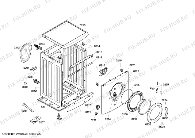 Взрыв-схема стиральной машины Bosch WAE24441BY Maxx 7 - Схема узла 02