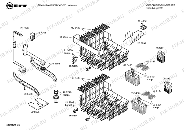 Взрыв-схема посудомоечной машины Neff S4469S0RK SI641 - Схема узла 06
