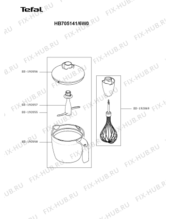 Взрыв-схема блендера (миксера) Tefal HB705141/6W0 - Схема узла NP002835.5P2