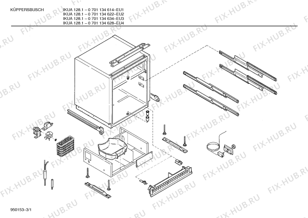 Схема №3 KULKB1 IKUA128.1 с изображением Планка для холодильника Bosch 00278422