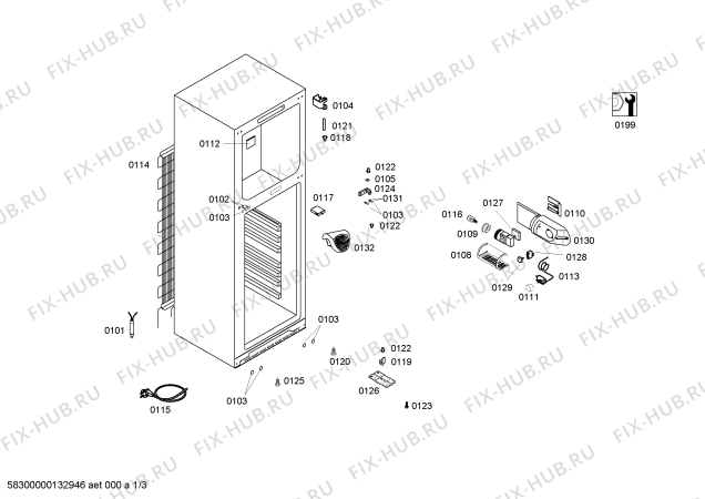 Схема №1 KDV33X15 с изображением Дверь для холодильника Bosch 00246878