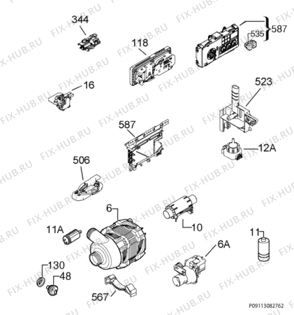 Взрыв-схема посудомоечной машины Aeg Electrolux F55020M0P - Схема узла Electrical equipment 268