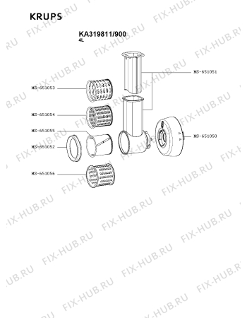 Взрыв-схема кухонного комбайна Krups KA319811/900 - Схема узла JP005898.7P4