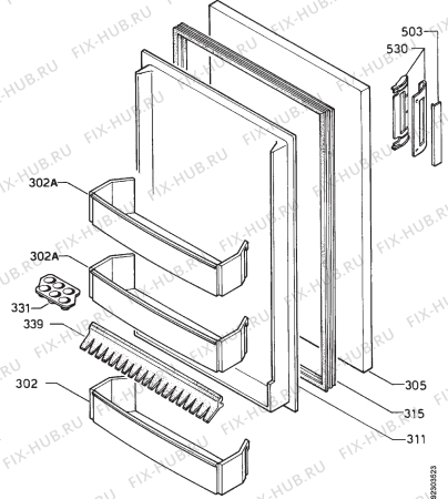 Взрыв-схема холодильника Electrolux RF494G - Схема узла Door 003