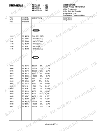 Схема №14 FM762Y6FF с изображением Инструкция по эксплуатации для телевизора Siemens 00531332