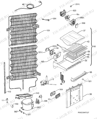 Взрыв-схема холодильника Rex Electrolux RNA38980Z - Схема узла Cooling system 017