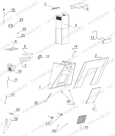 Схема №1 DVG6640X (346543, HO 750) с изображением Покрытие для вытяжки Gorenje 301501