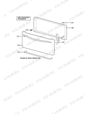 Взрыв-схема плиты (духовки) Tricity Bendix SIE305W - Схема узла H10 Grill door assy